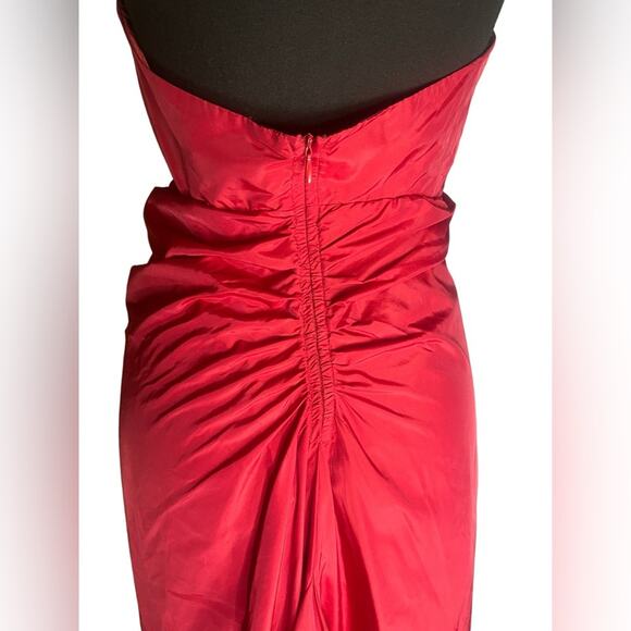 Y2K Red Satin Feminine Halter Maxi Dress 8 Mobwife Formal Prom Mermaid Romantic - Picture 6 of 7